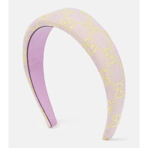NEW GUCCI HAIRBAND CANVAS PINK YELLOW GG Hairband 100% Authentic